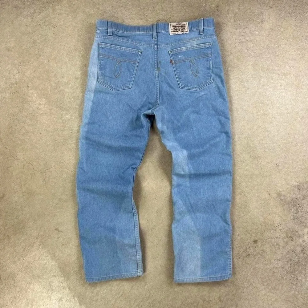 Vintage 80s Levis 514 Jeans Size 38x29 Blue Light‎ Wash Straight Leg Orange Tab